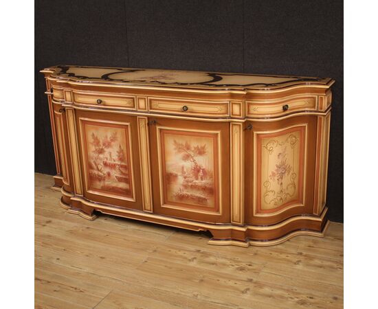 Great lacquered and painted Venetian sideboard from the 70s