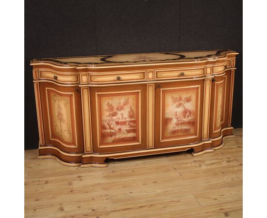 Great lacquered and painted Venetian sideboard from the 70s