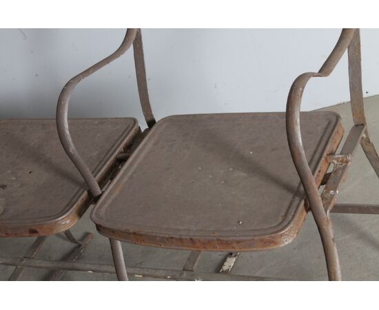 Panchina - Seduta industriale in metallo anni 50 vintage. Pezzo unico di modernariato.  Mis 142 x 