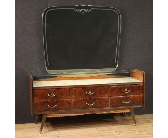 Dresser in carved wood with mirror from 50s 