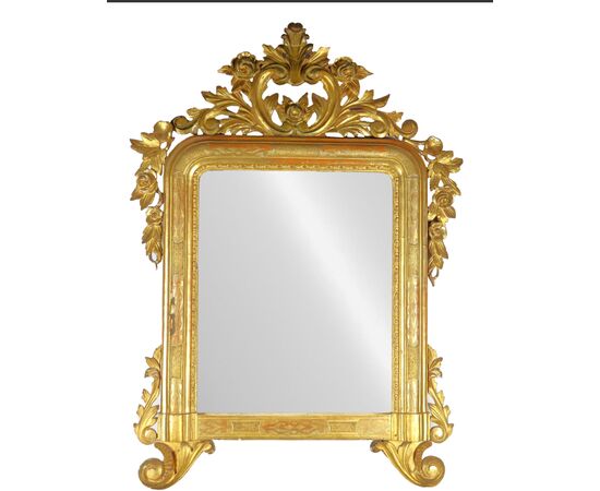 Specchiera lombarda Carlo X  lignea in foglia oro . Primi 800. 154 x 103
