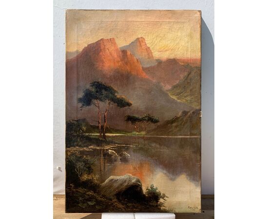 F. Walters (British, datato 1918) - Paesaggi in montagna al mattino e al tramonto.