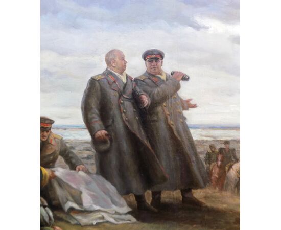 ​Pekarovsky Mikhail Petrovich, comandanti Vatutin e Krusciov, cm 108-198, olio su tela, anni 70.