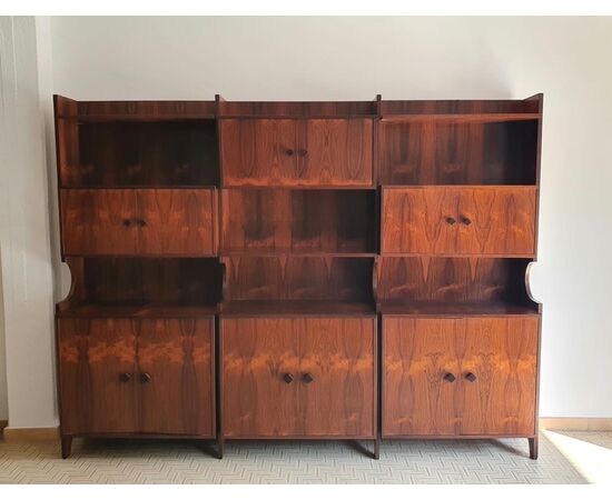 60s WALL BOOKCASE IN BRAZIL ROSEWOOD MODERN VINTAGE DESIGN     