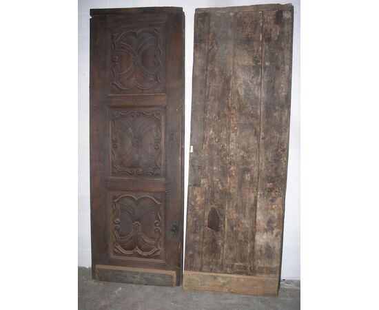 Ptn705 Piedmontese walnut door, period &#39;700, cm264 x 177 x 6     