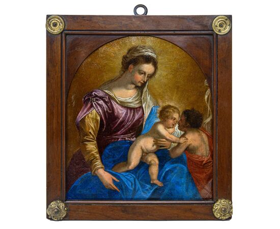 Hans Rottenhammer (Monaco, 1564 – Augusta, 1625),attr.  Madonna con bambino e San Giovannino