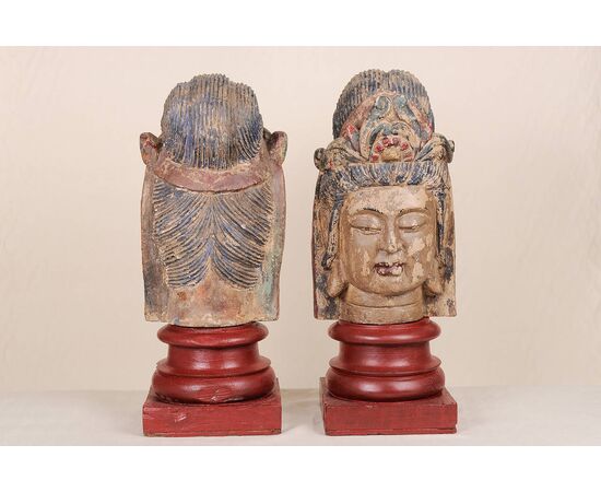 Pair of polychrome wood sculptures     