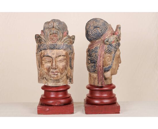 Pair of polychrome wood sculptures     