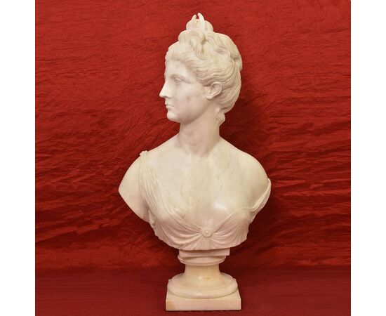 SCULTURE ANTICHE IN MARMO, SCULTURA ANTICA DI DONNA, DIANA, HUDON, EPOCA XIX SECOLO. (STMA76)