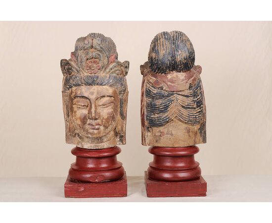 Pair of polychrome wood sculptures     