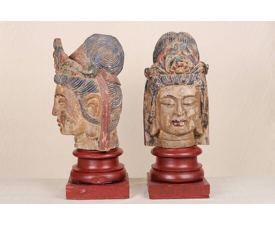 Pair of polychrome wood sculptures     