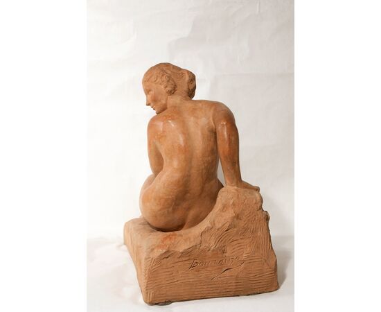 &quot;nude&quot; female in terracotta signed Bouraine     