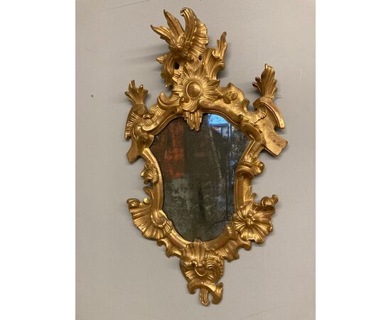 Antica specchiera foglia Oro Italia centrale epoca  XVIII sec. Mis 86 x 54