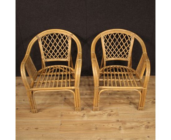 Pair of Italian wicker armchairs from the 60s 