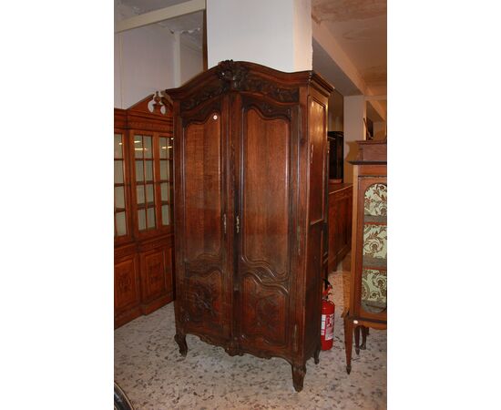 Piccolo Armadio Stipo francese del 1800 in legno di Rovere stile Provenzale