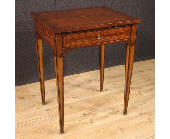 Italian Louis XVI style inlaid wood side table