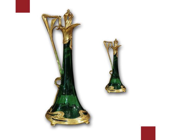 COPPIA DI BOTTIGLIE ART NOUVEAU FINE XIX-INIZIO XX SECOLO