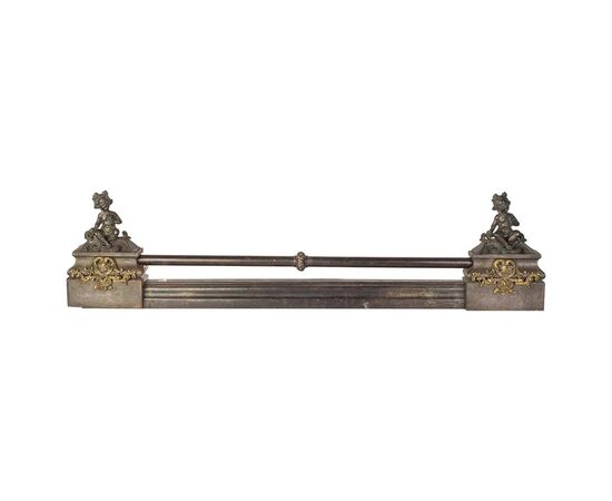 Bronze front panel for fireplace with cherubs - O / 3592     