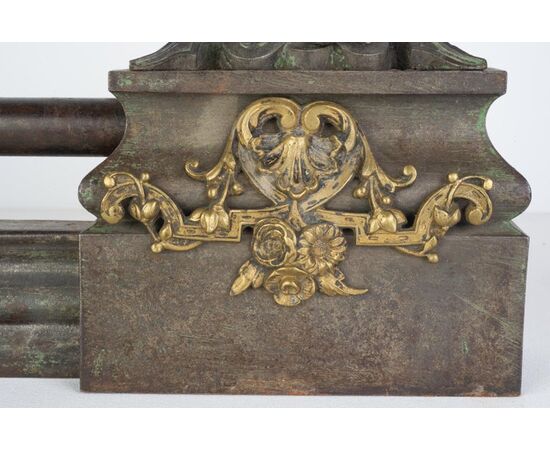 Bronze front panel for fireplace with cherubs - O / 3592     