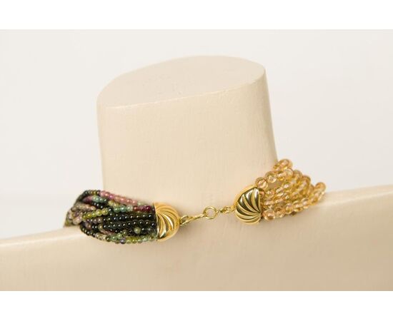 Tourmaline and citrine quartz necklace - G / 125     