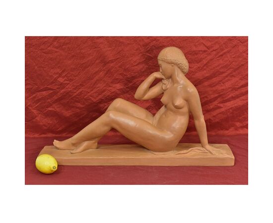 SCULTURE ART DECO IN TERRACOTTA, NUDO DI DONNA, AMEDEO GENNARELLI, SCULTORE ITALIANO. (STTE82)