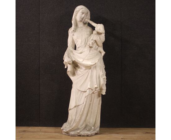 Scultura in gesso Madonna col bambino del XX secolo