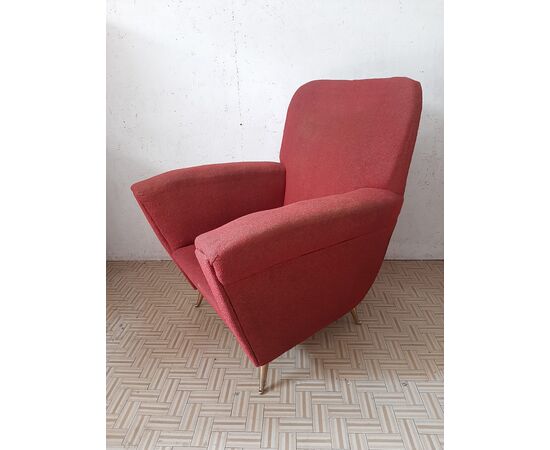 Poltrona  rossa, ISA Bergamo , originale anni '50, stile Gio Ponti