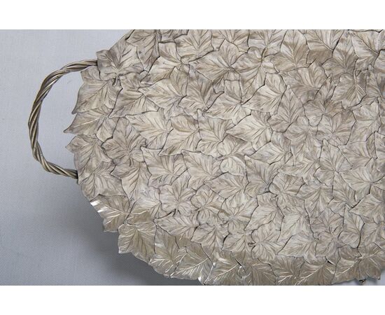 &quot;Leaves&quot; tray in silver plated brass, Italian design - O / 2068 -     