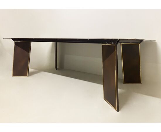 Deco table with 1940s brass edges     