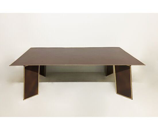 Deco table with 1940s brass edges     