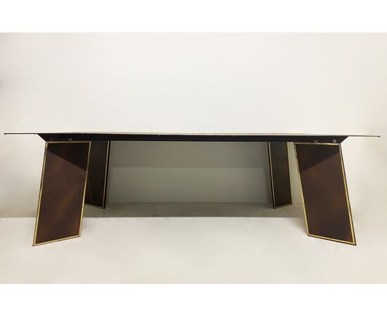 Deco table with 1940s brass edges     