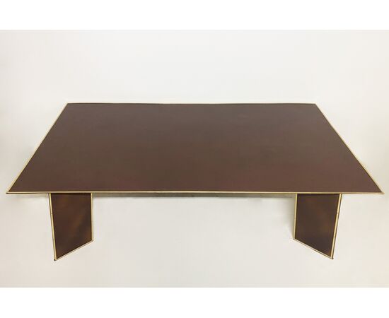 Deco table with 1940s brass edges     