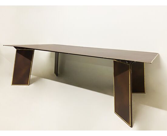 Deco table with 1940s brass edges     