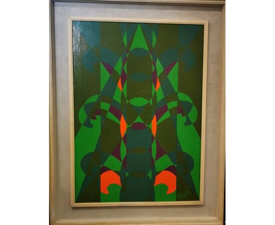 Quadro olio su tela di Fernando Gutierrez Velasco (1938 - 2002) (allievo di Joan Mirò) "TOTEM" del 1969