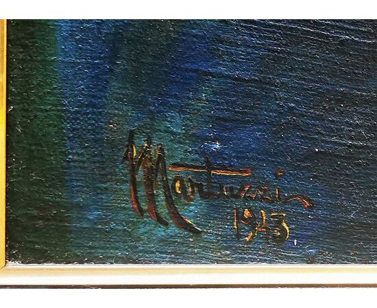 Quadro olio su tela Firmato:  MARTUZZI 1943  - "Ritratto di aviatore" - 81,5 x 75,5 - 78,5 x 63,5