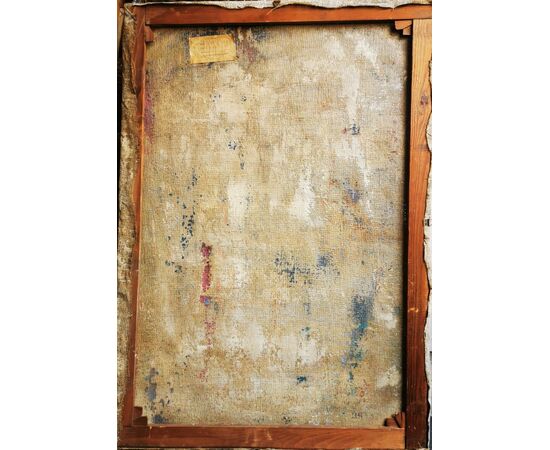 Quadro olio su tela di  TINA CONTI (Cerchia artiste Brera) 1952 - Astrazione 70 x 100 74 x 108 con cornice