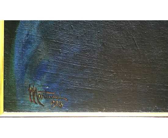 Quadro olio su tela Firmato:  MARTUZZI 1943  - "Ritratto di aviatore" - 81,5 x 75,5 - 78,5 x 63,5