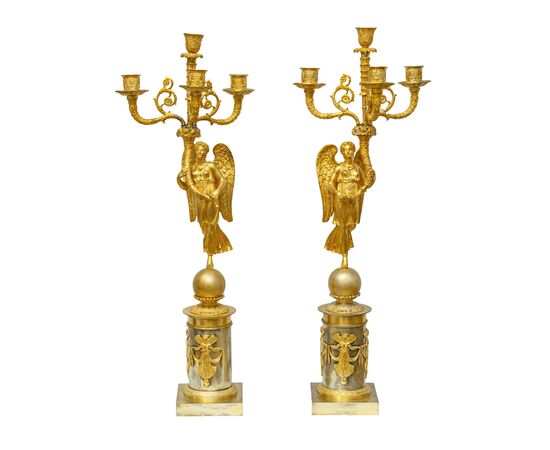 Francia, epoca Impero, Coppia di candelabri a quattro luci