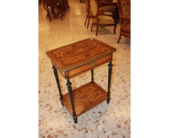 Toilette francese stile Napoleone III del 1800 riccamente intarsiata