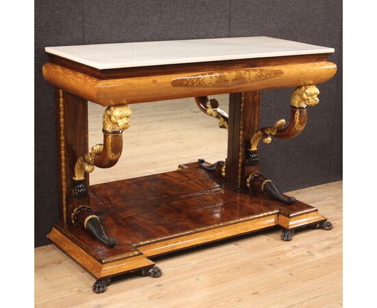 Spanish console in inlaid wood from the 19th century