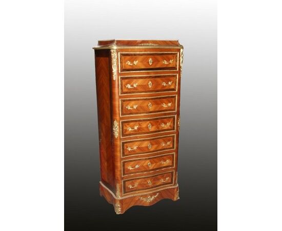 Bellissimo secretaire del 1800 in bois de rose Stile Transizione con marmo e bronzi