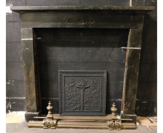 chm734 - fireplace in black Ormea marble, 19th century, cm l 118 xh 109     