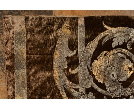 Pair of brown velvet panels with hand print - B / 1778 -     