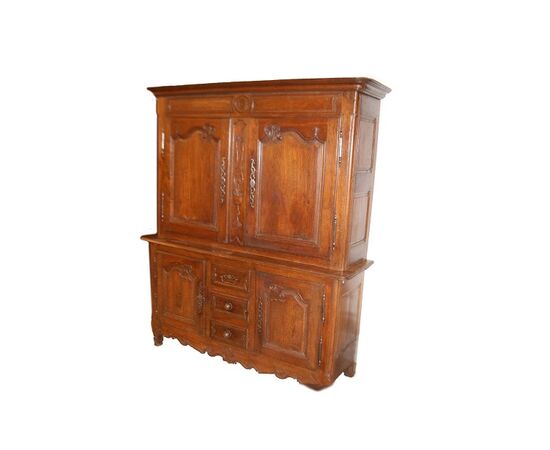 Bellissimo grande credenza doppio corpo del 1700 francese stile Provenzale in legno di rovere