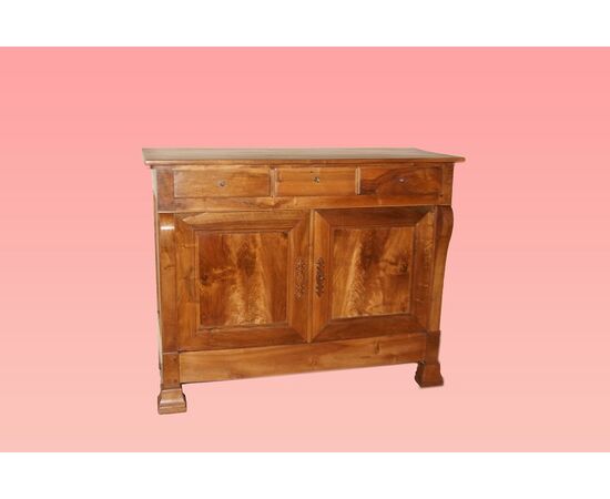 Grande servante credenza Luigi Filippo del 1800 in legno di noce 2 porte