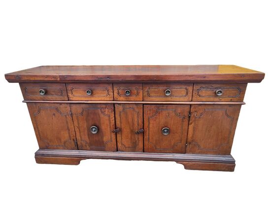 Particolare Credenza Madia Dispensa Luigi XIV in noce Emiliana