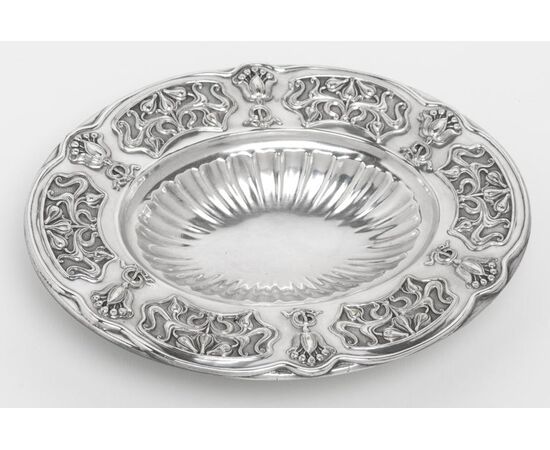 Centro-tavola Liberty ovale in silver plate - n. 1838 -