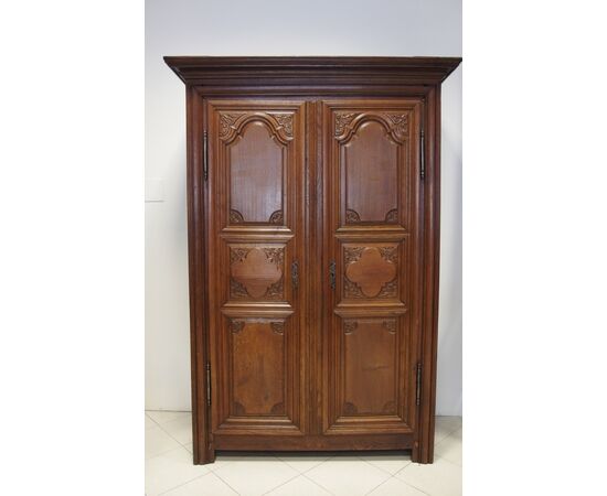 ARMADIO ANTICO IN ROVERE RESTAURATO EPOCA FINE 700 SMONTABILE  cm L129xP53xH210