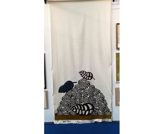 Tessuto in cotone stampato  Modello: FERNAND 1973 - FIRMATO: CONCETTO POZZATI  (1935 – 2017) per EXPANSION BOLOGNA DESIGN, anni '70  L 150 cm, H 330 cm