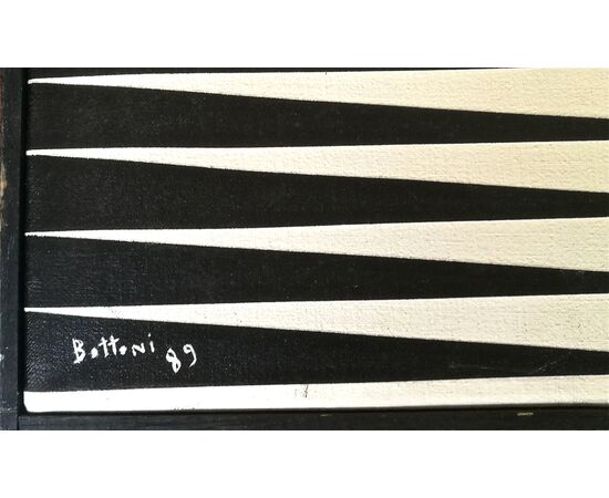 ACRILICO su TELA  di GIULIANO BOTTONI (ARTISTA di FERRARA)   OPTICAL ART   "Composizione 140"  del 1989 75 x 40 cm